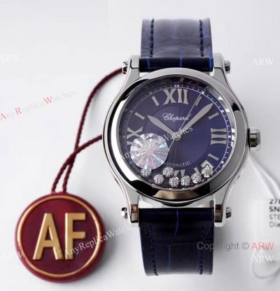 AF Factory 1:1 Best Edition Chopard Happy Sport Diamonds Watch Blue Dial 36mm